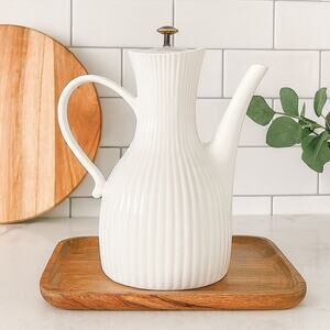 Vintage 1950s Ernest Sohn Hall China Ribbed Coffee Pot w/ Lid MCM USA